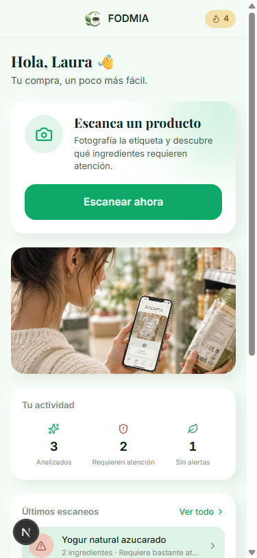 Pantalla principal de FODMIA